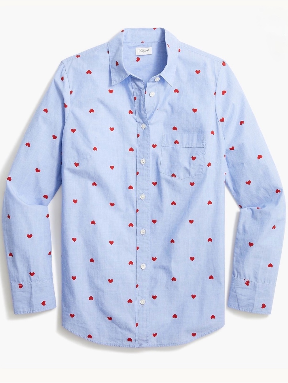 J. Crew Light Blue Heart-Print Button-Down Shirt Women’s Size XS NWOT